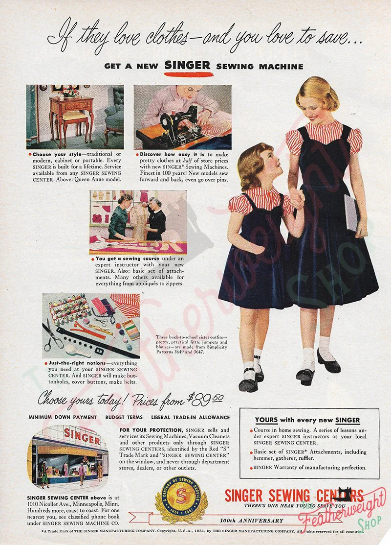 Advertisement, Rare Featuring the Singer Featherweight - (Vintage Original) - Image 3