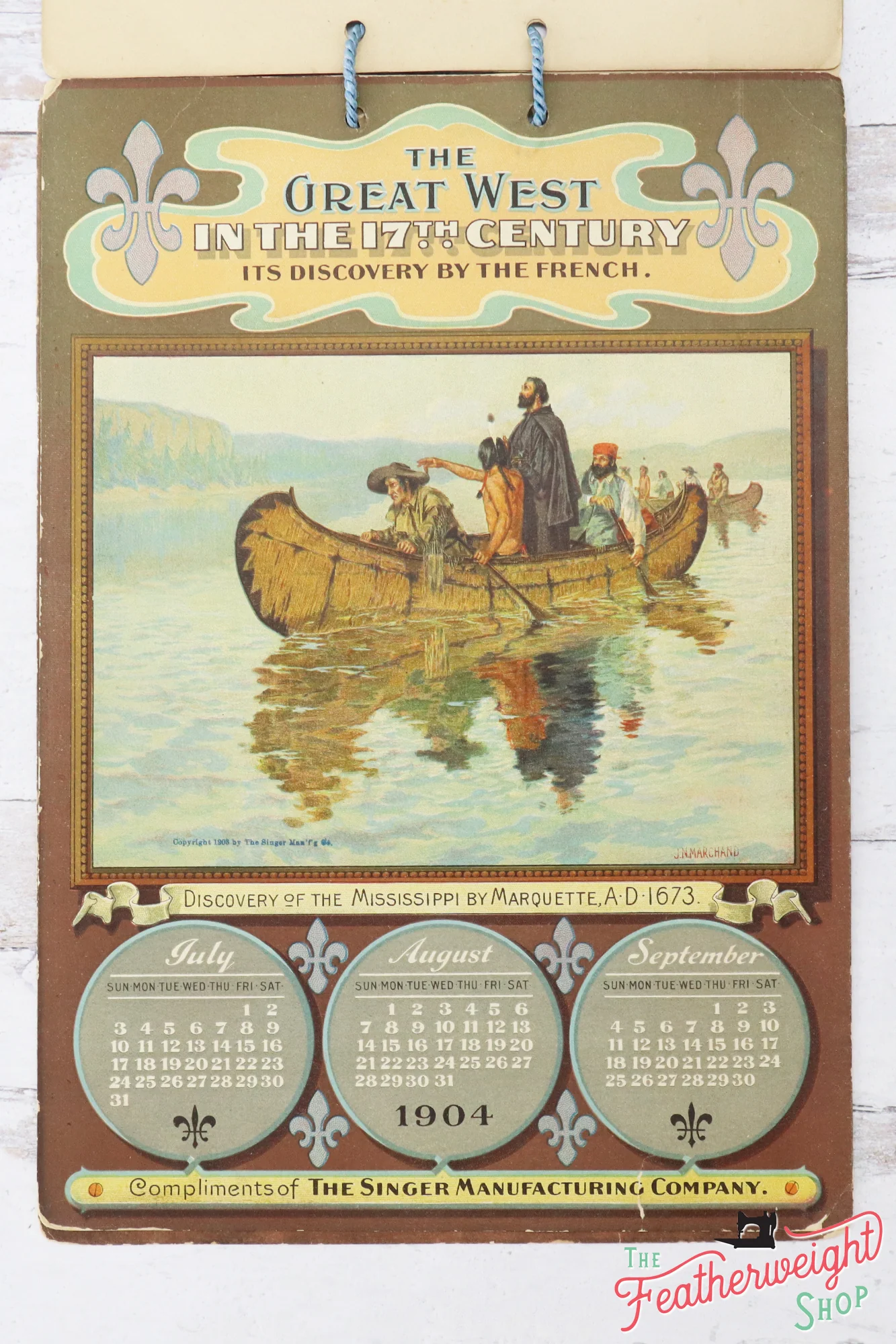 Calendar 1904, The Great West in the 17th Century Singer (Vintage Original) - RARE - Image 3