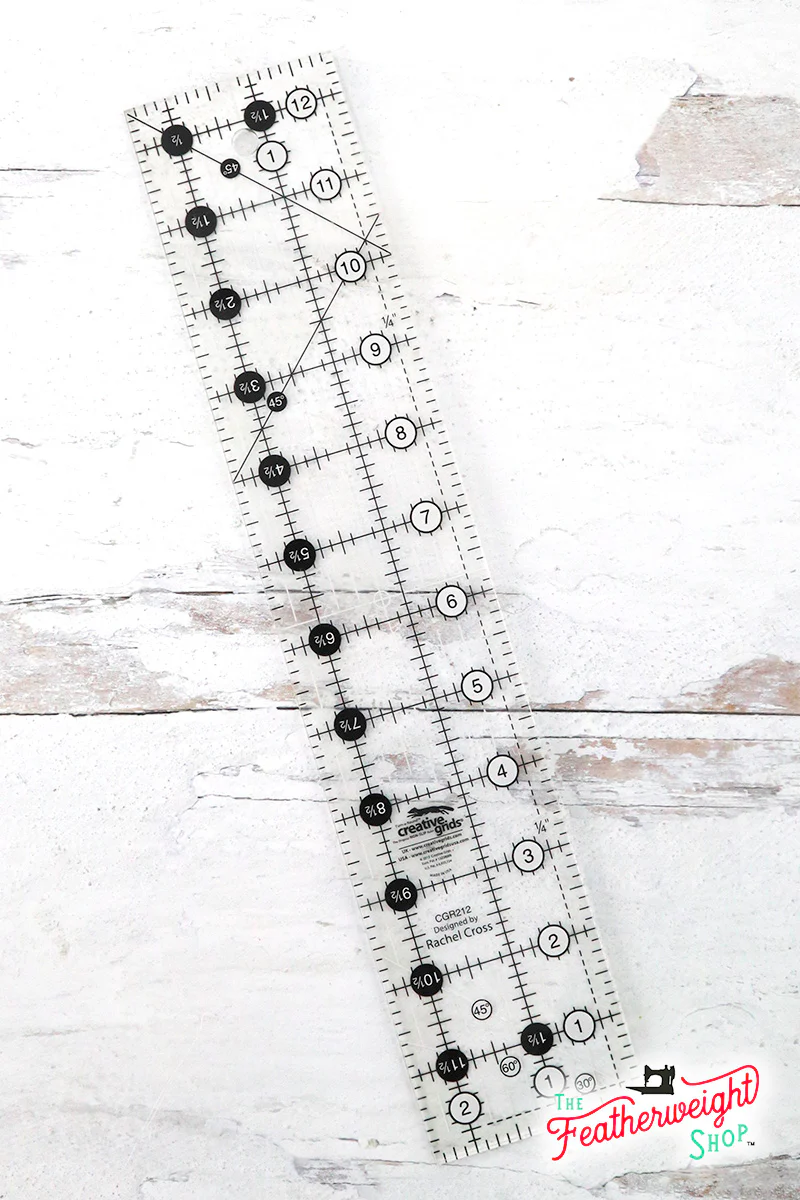 Cutting Ruler, CREATIVE GRIDS 2 1/2" x  12 1/2" (with self-grips) - Image 2