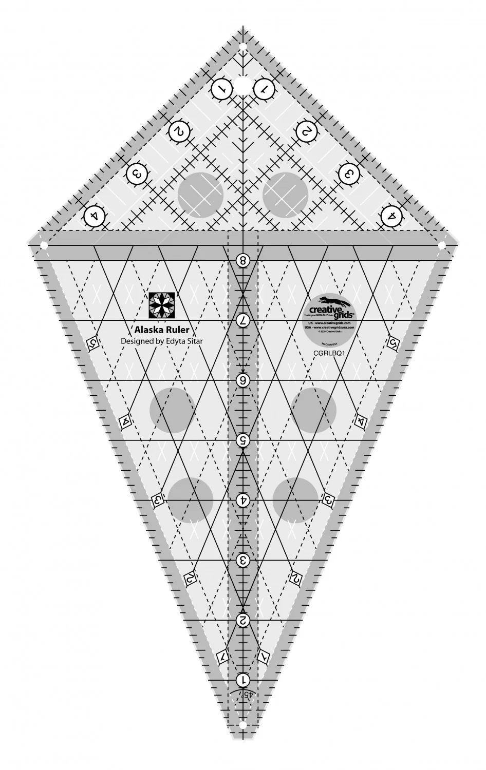 Cutting Ruler, CREATIVE GRIDS Alaska (with self-grips)