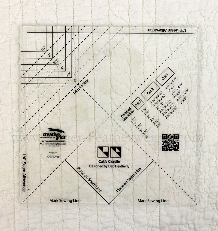 Cutting Ruler, CREATIVE GRIDS Cat's Cradle designed by Deb Heatherly (with self-grips)