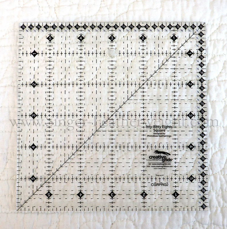 Cutting Ruler, CREATIVE GRIDS Itty-Bitty Eights Square Ruler 6" x 6" (with self-grips)