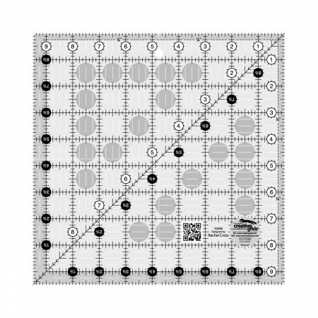 Cutting Ruler, CREATIVE GRIDS Quilt Turn-a-Round 9 1/2" x 9 1/2" (with self-grips)