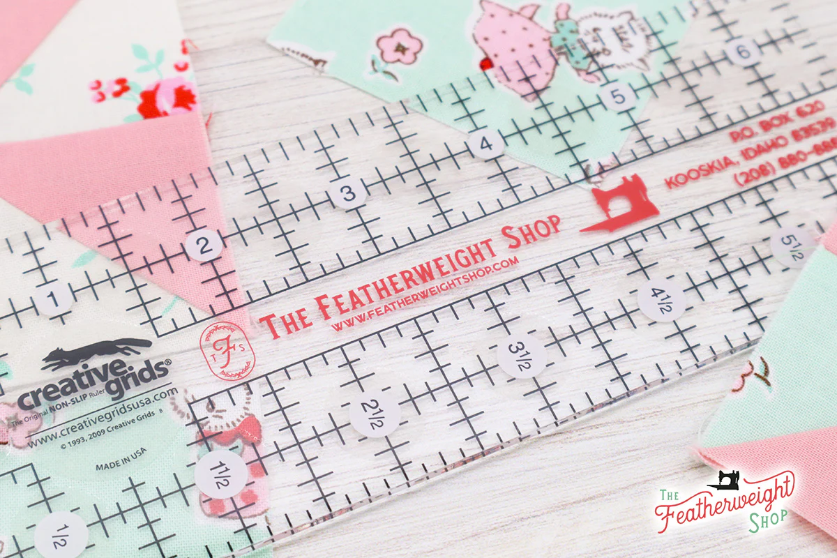 Cutting Ruler, Singer Featherweight CREATIVE GRIDS 2 1/2" x 6 1/2" (with self-grips) - Image 2