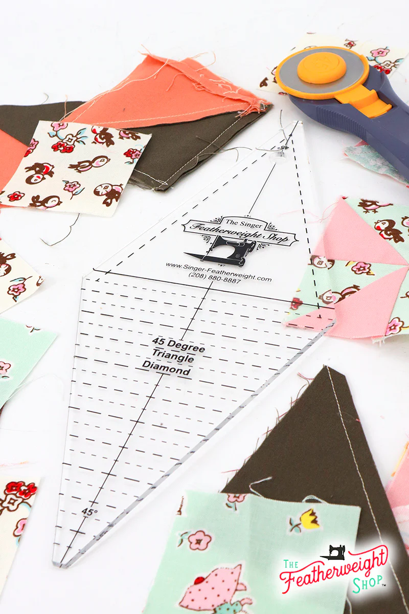 Cutting Ruler, 45 Degree Diamond / Rhombus and Triangle - Featherweight Shop Exclusive - Image 2