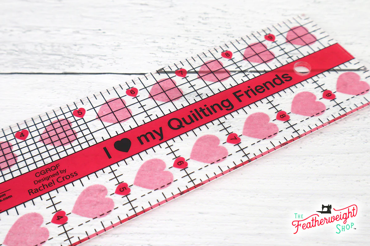 Cutting Ruler, I "Heart" My Quilty Friends CREATIVE GRIDS 10" x 2 1/2" - Image 3