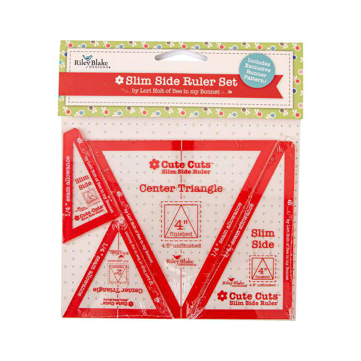 Cutting Ruler, TRIANGLE Slim-Side Set by Lori Holt Cute Cuts