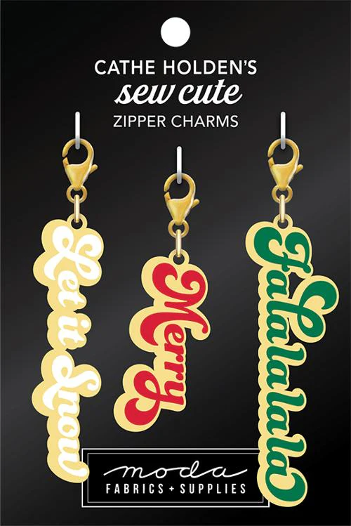 Enamel Charm Zipper Pull - CHRISTMAS WORDS in Script by Cathe Holden - Image 4