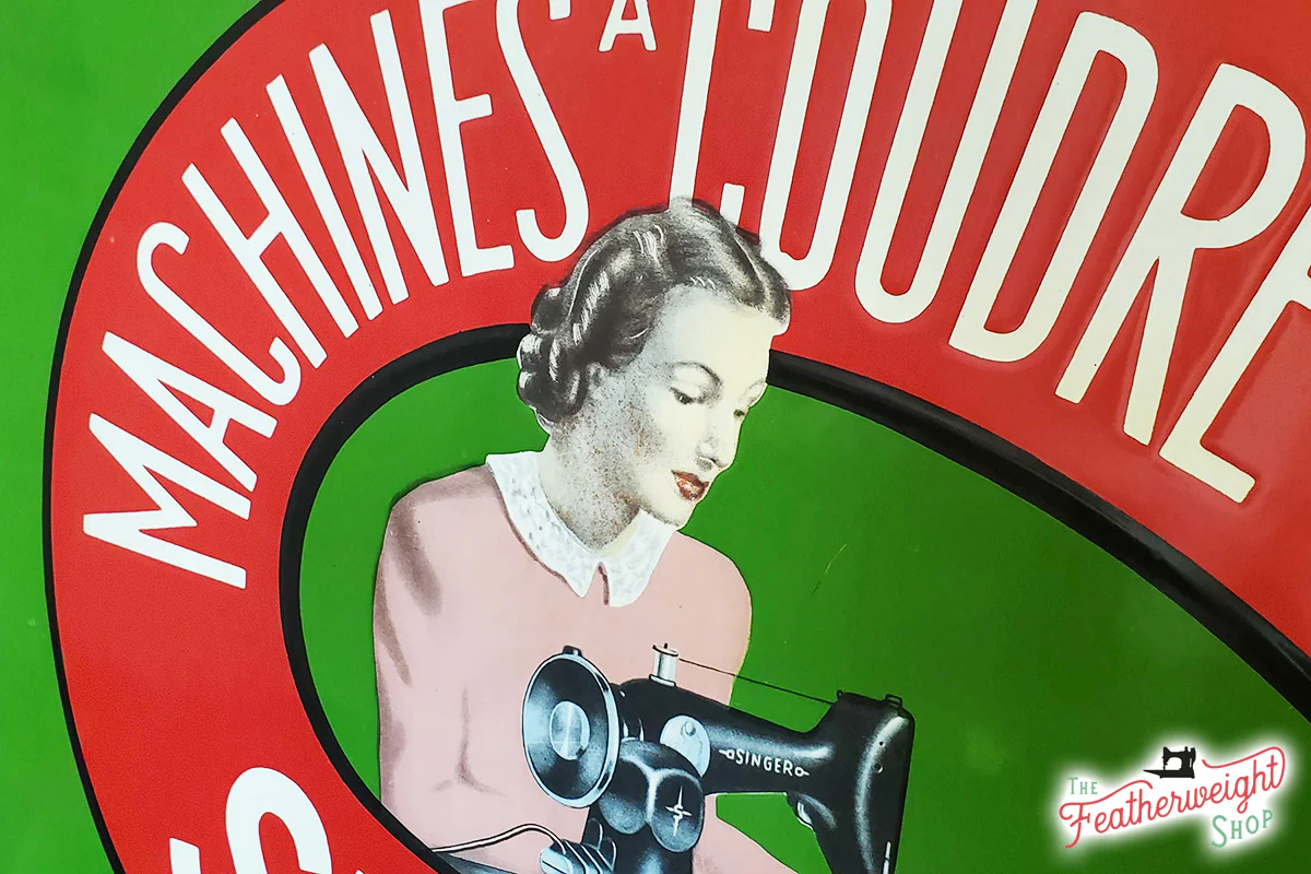Enamel Singer Sign, Antique Belgian 1950s (Vintage Original) - RARE - Image 3