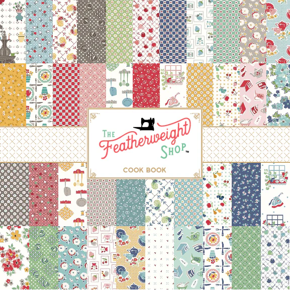 Fabric, Cook Book by Lori Holt KITCHEN TILE PEWTER (by the yard) - Image 2
