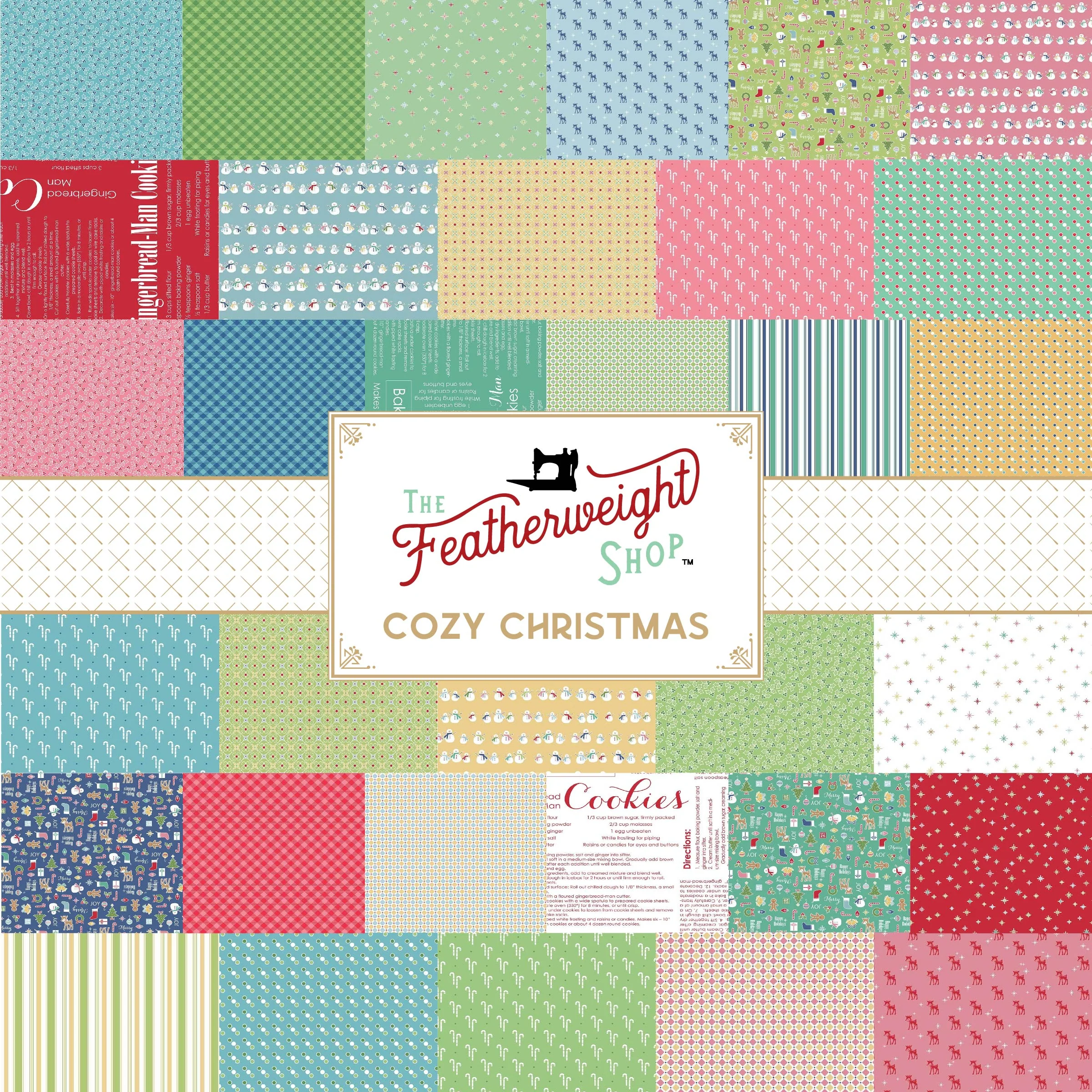Fabric, Cozy Vintage Christmas FAT QUARTER Bundle + PANELS by Lori Holt - Image 7