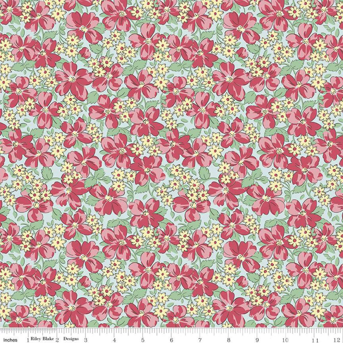 Fabric, Easter Parade by Lindsay Wilkes  -  FLOWERS SKY (by the yard)