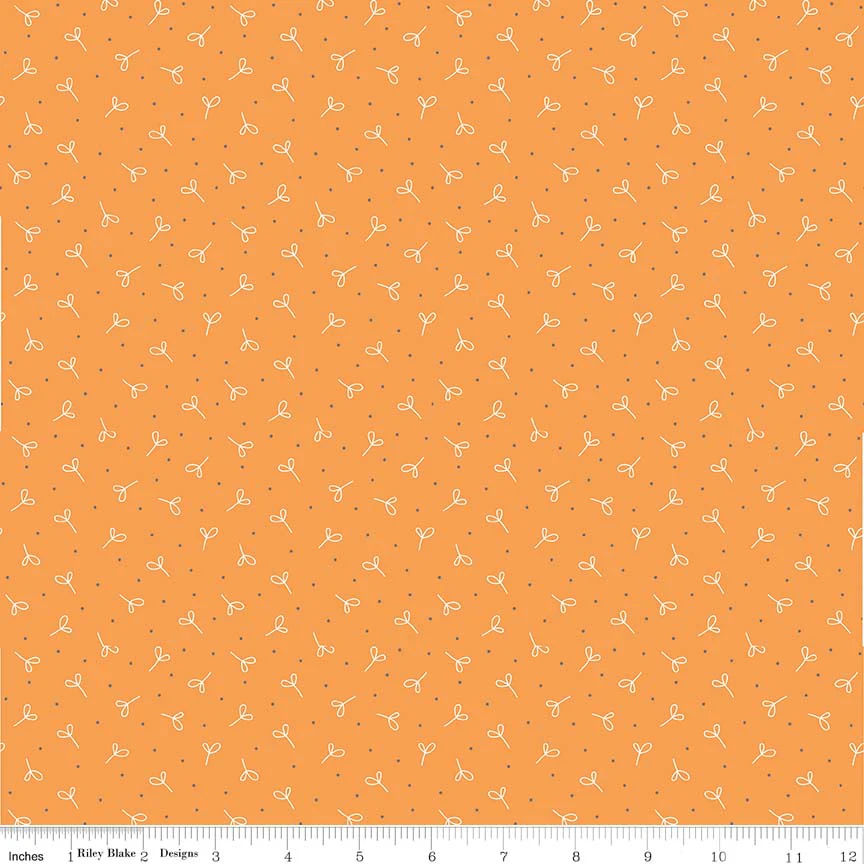 Fabric, Farm Girl Vintage by Lori Holt SEEDLING ORANGE (by the yard)