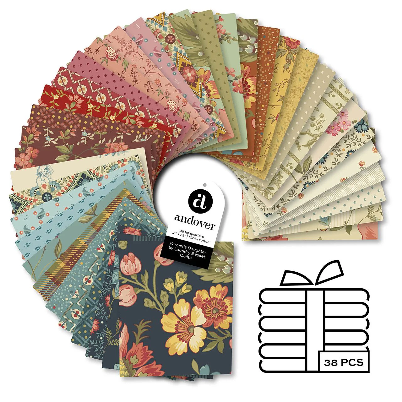 Fabric, Farmer's Daughter by Laundry Basket Quilts - FAT QUARTER BUNDLE - Image 4