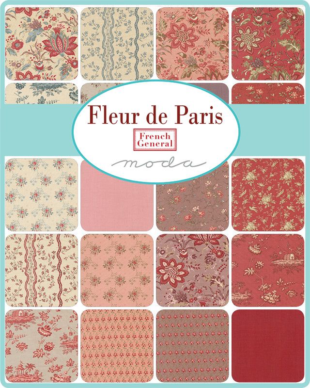 Fabric, Fleur De Paris by French General - FAT QUARTER BUNDLE - Image 2