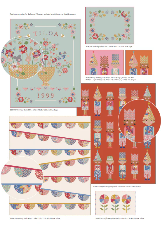 Fabric, Jubilee by Tilda - FAT QUARTER BUNDLE (RED, 5 Prints) - Image 20