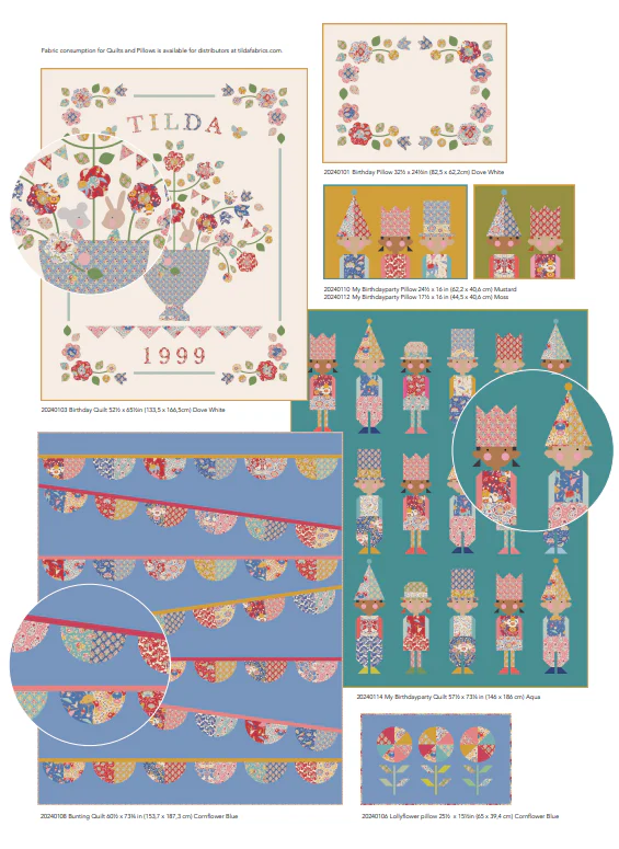 Fabric, Jubilee by Tilda - FAT QUARTER BUNDLE (RED, 5 Prints) - Image 21