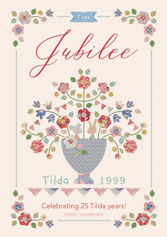 Fabric, Jubilee by Tilda - FAT QUARTER BUNDLE (TEAL & WHITE, 5 Prints) - Image 24