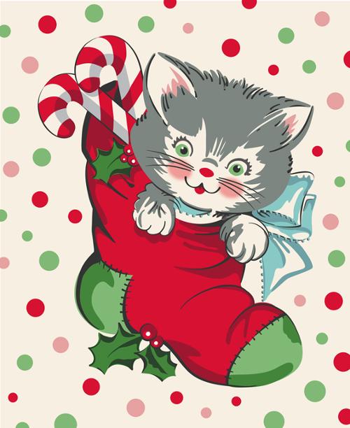 Fabric, Kitty Christmas by Urban Chiks - 10" LAYER CAKE - Image 3