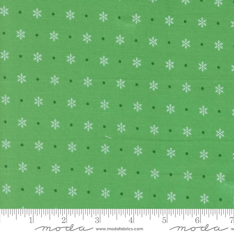 Fabric, Kitty Christmas Flurry Blenders Snowflake by Urban Chiks - Green HOLLY (by the yard)