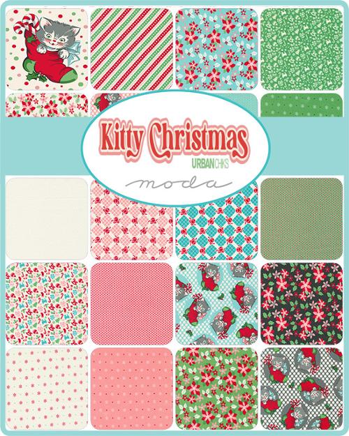Fabric, Kitty Christmas Flurry Blenders Snowflake by Urban Chiks - Pink CHEEKY (by the yard) - Image 3