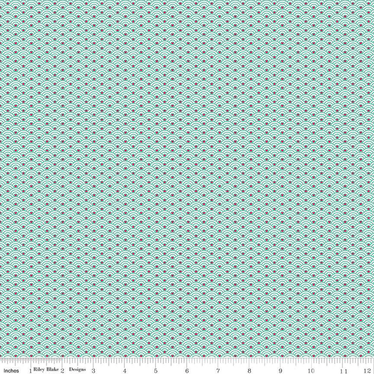 Fabric, Mint For You Tiny Hearts & Scallops SEAGLASS - (by the yard)
