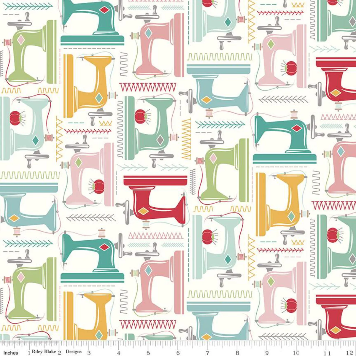 Fabric, My Happy Place by Lori Holt for Riley Blake Designs - HOME DECOR SEWING MACHINES (by the yard)