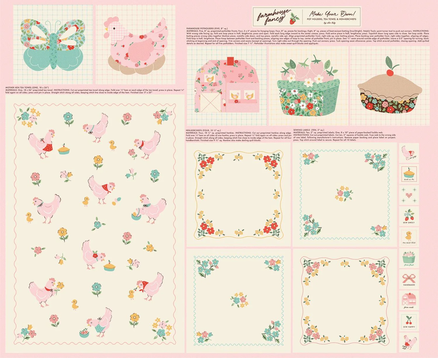 Fabric, Poppie Cotton Farmhouse Fancy - Tea Towel Project PANEL