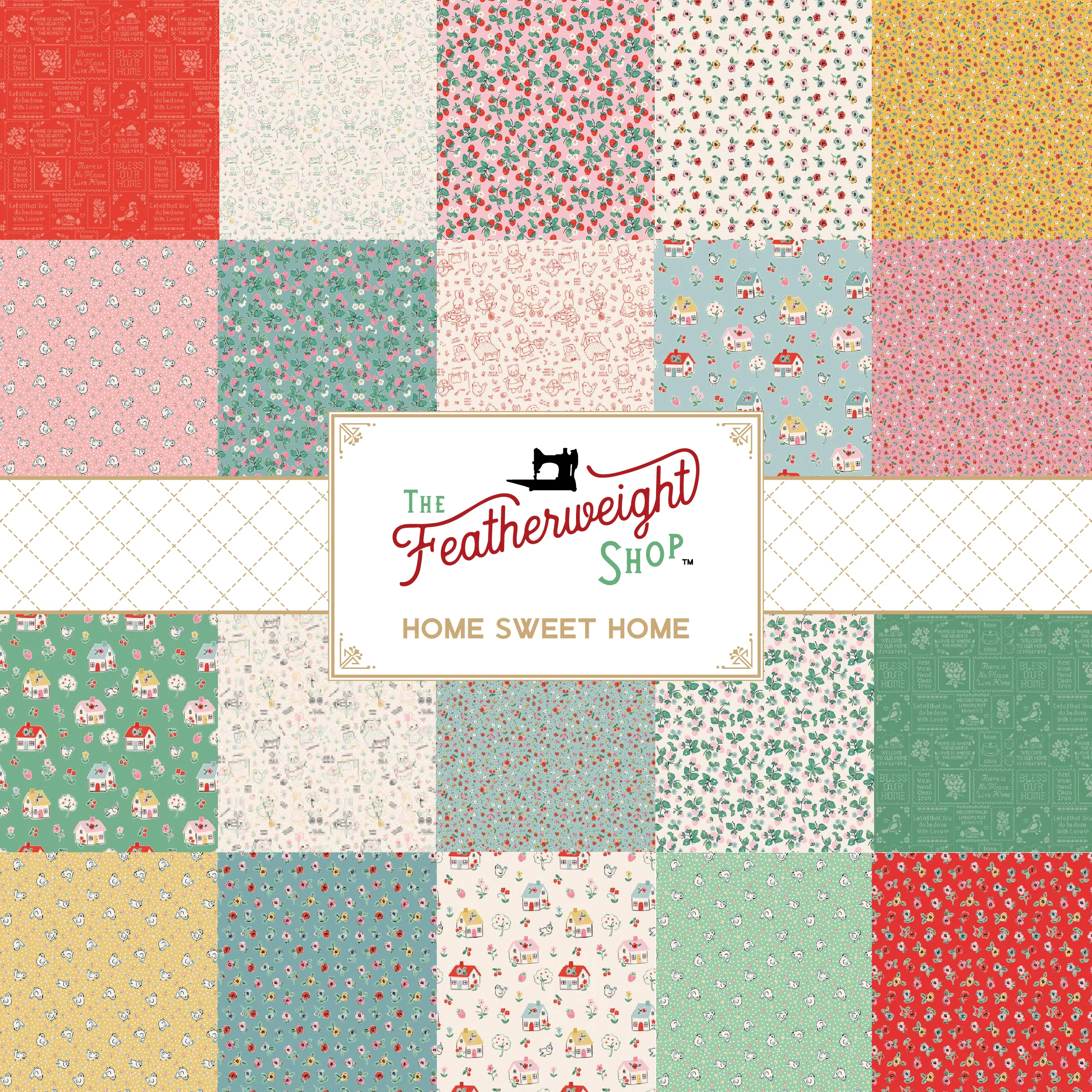 Fabric, Poppie Cotton Home Sweet Home - Pink Chore Time (by the yard) - Image 2