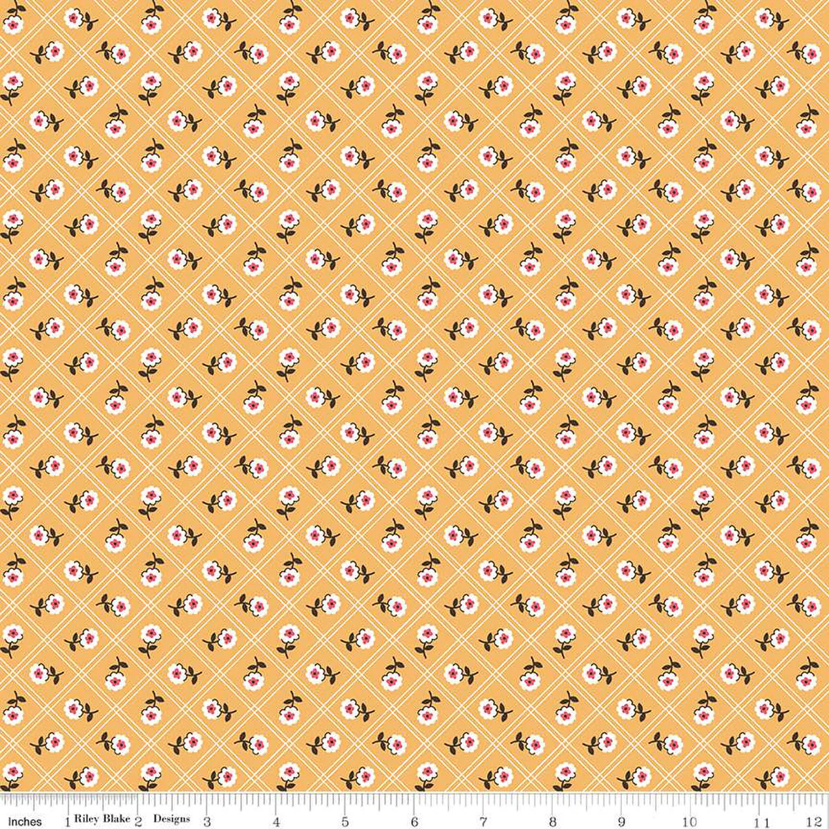 Fabric, Prairie by Lori Holt ROSE HEIRLOOM DAISY (by the yard)