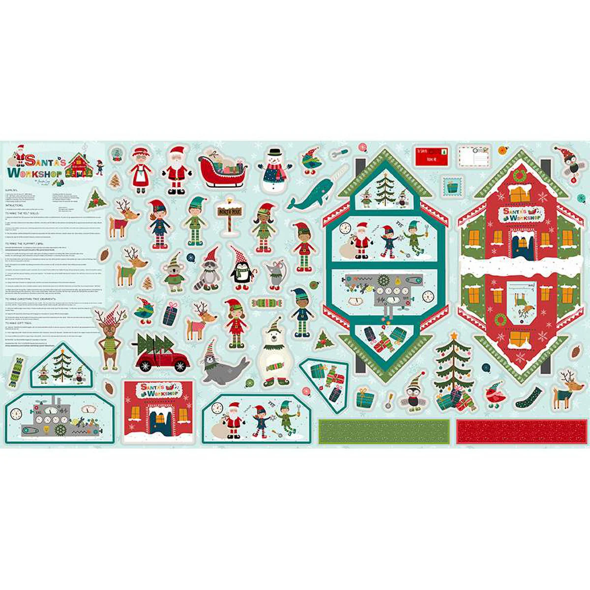 Fabric, Storybook Felt Santa's Workshop ~ Cut & Sew (PANEL) - Image 2