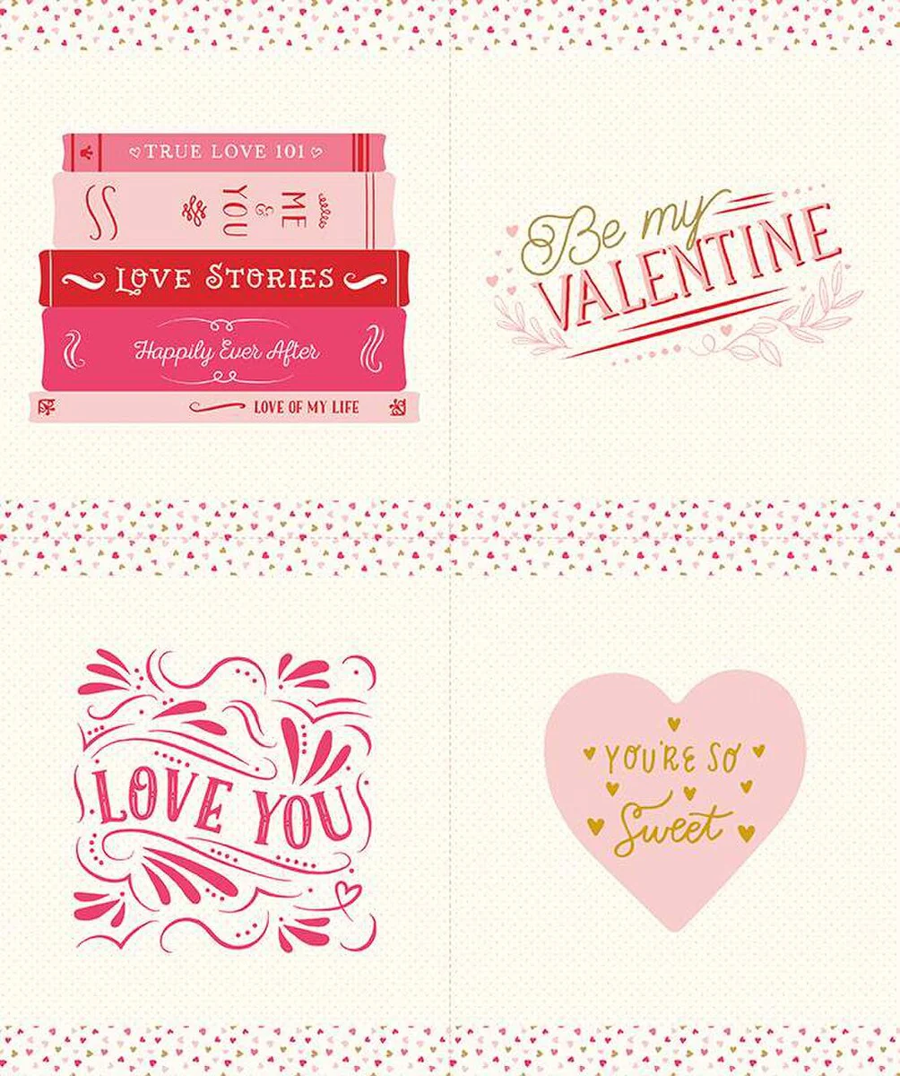 Fabric, Sweetheart Love Stories Pillow Panel by My Mind's Eye (by the panel)