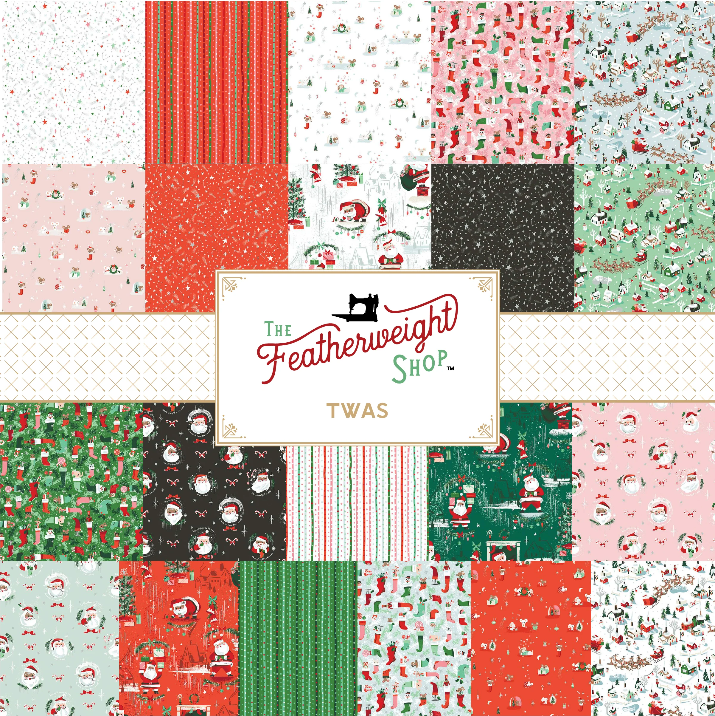 Fabric, Twas DASH AWAY MINT (by the yard) - Image 2