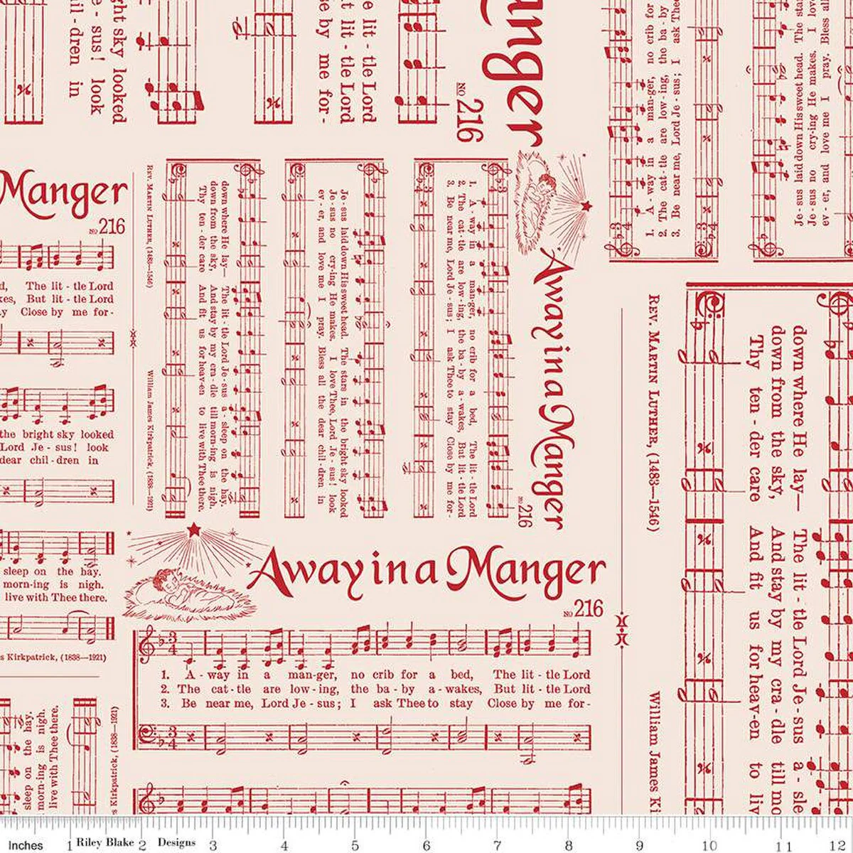 Fabric, WIDE BACK Caroling - Hometown Holiday Schoolhouse Red by Lori Holt (by the yard)