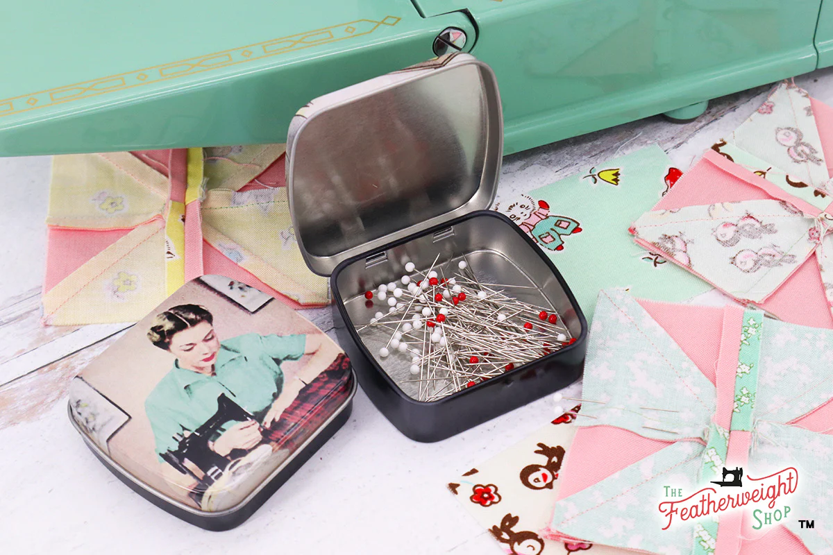 Featherweight Pin Tin & Nostalgic Box - Red Plaid - Image 2