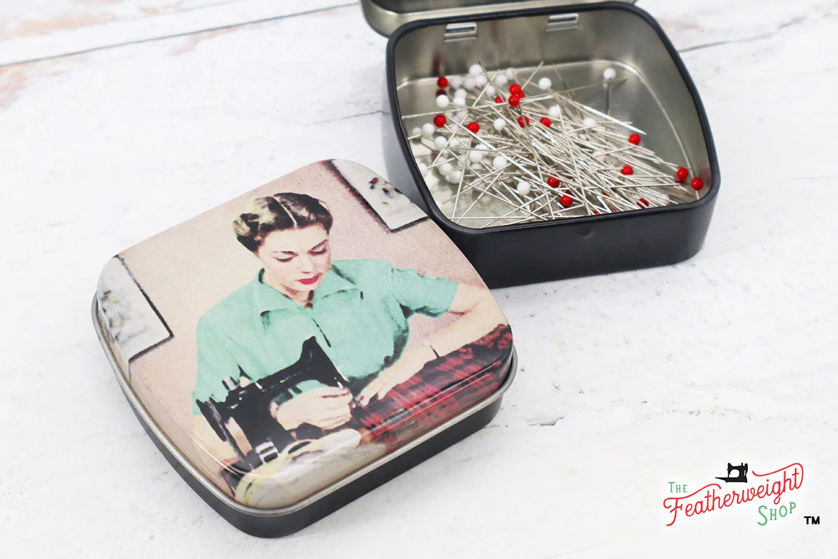 Featherweight Pin Tin & Nostalgic Box - Red Plaid - Image 4
