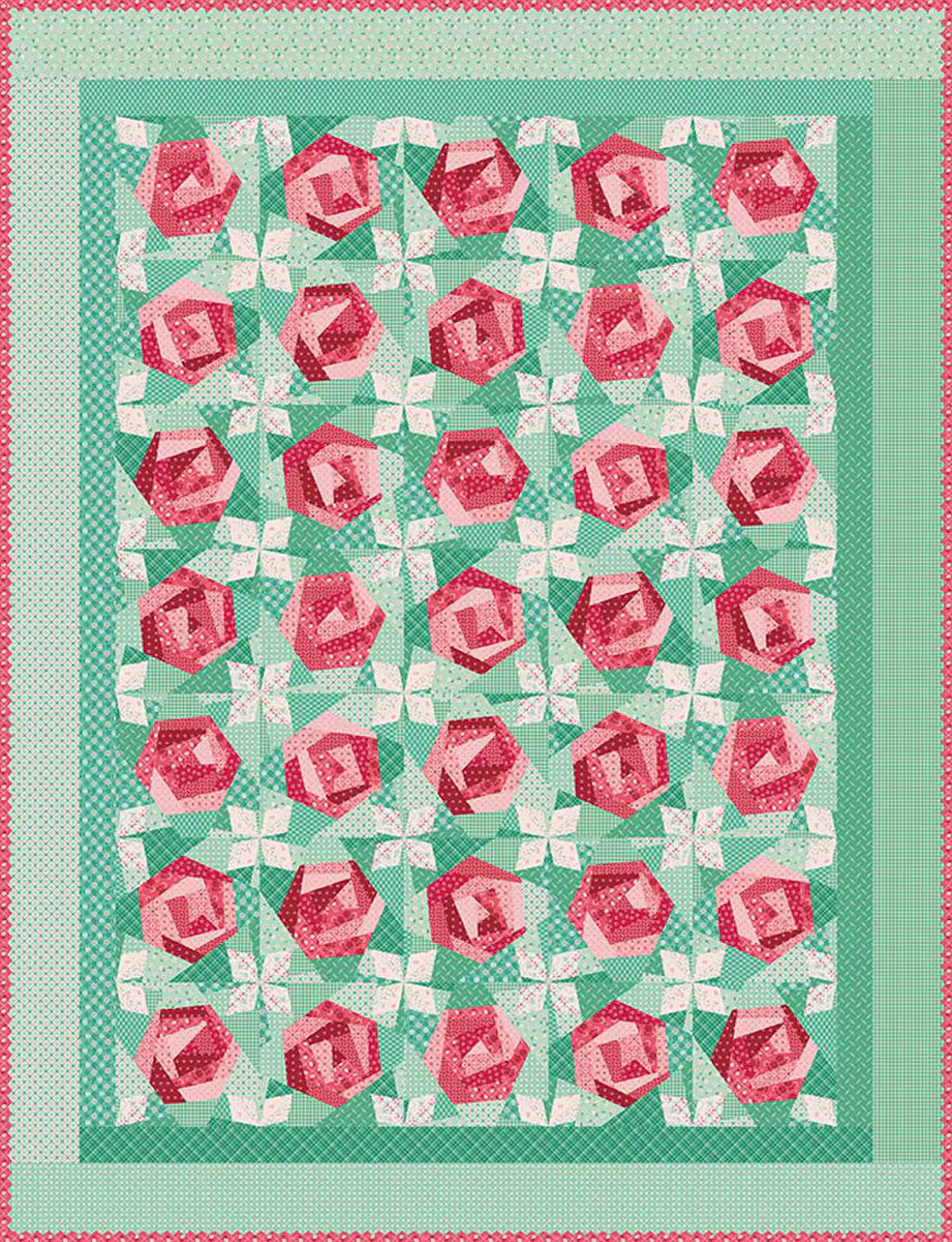 Foundation Paper Piecing Sheets, Paper Roses Quilt Block by Lori Holt - 10" inch - Image 2