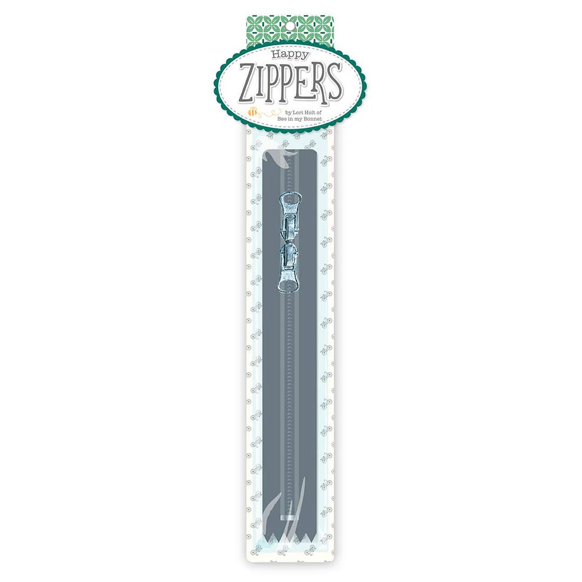 Happy Zipper by Lori Holt - GRAY 16"