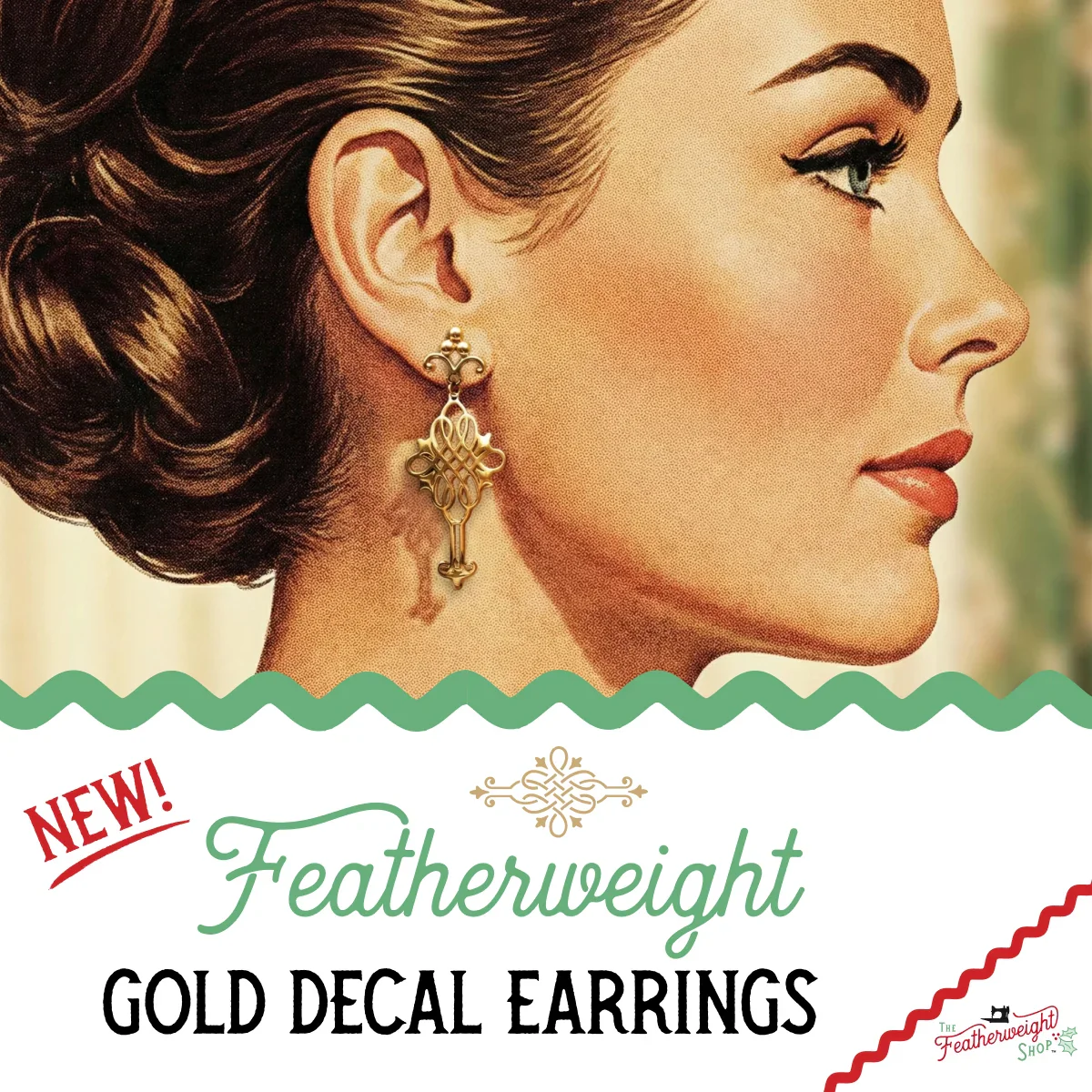 Jewelry, Singer Featherweight CELTIC KNOT Gold, EARRINGS - Image 2