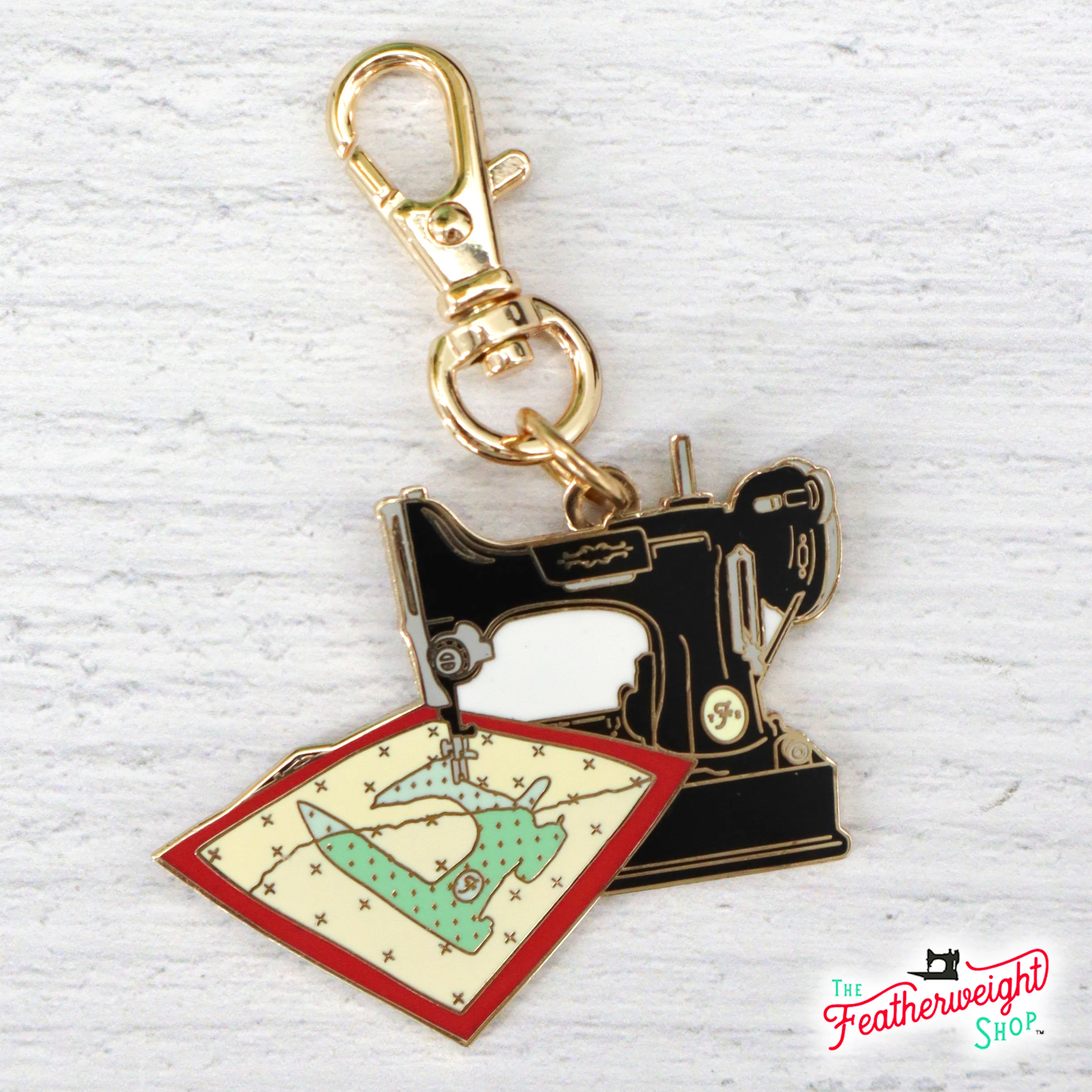 Keyring & Keychain Enamel Charm, FEATHERWEIGHT QUILT - Image 4