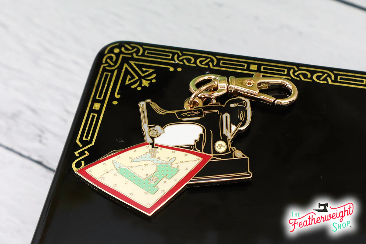 Keyring & Keychain Enamel Charm, FEATHERWEIGHT QUILT - Image 5