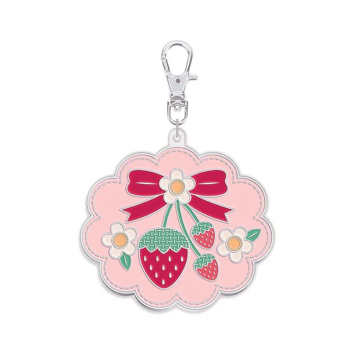 Keyring & Keychain Enamel Happy Charm, Strawberry Crush by Lori Holt