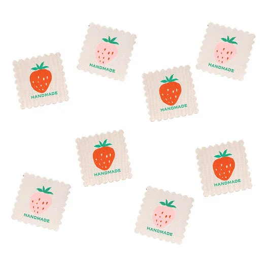 Labels, Scalloped Strawberry Woven Sew-In Tags by Minki Kim