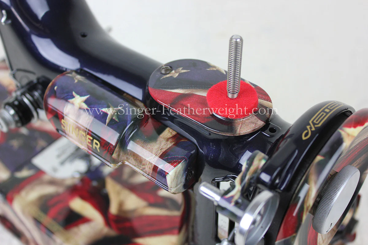 Singer Featherweight 221 Sewing Machine, PATRIOTIC One-Of-A-Kind Specialty - Painted - Image 11