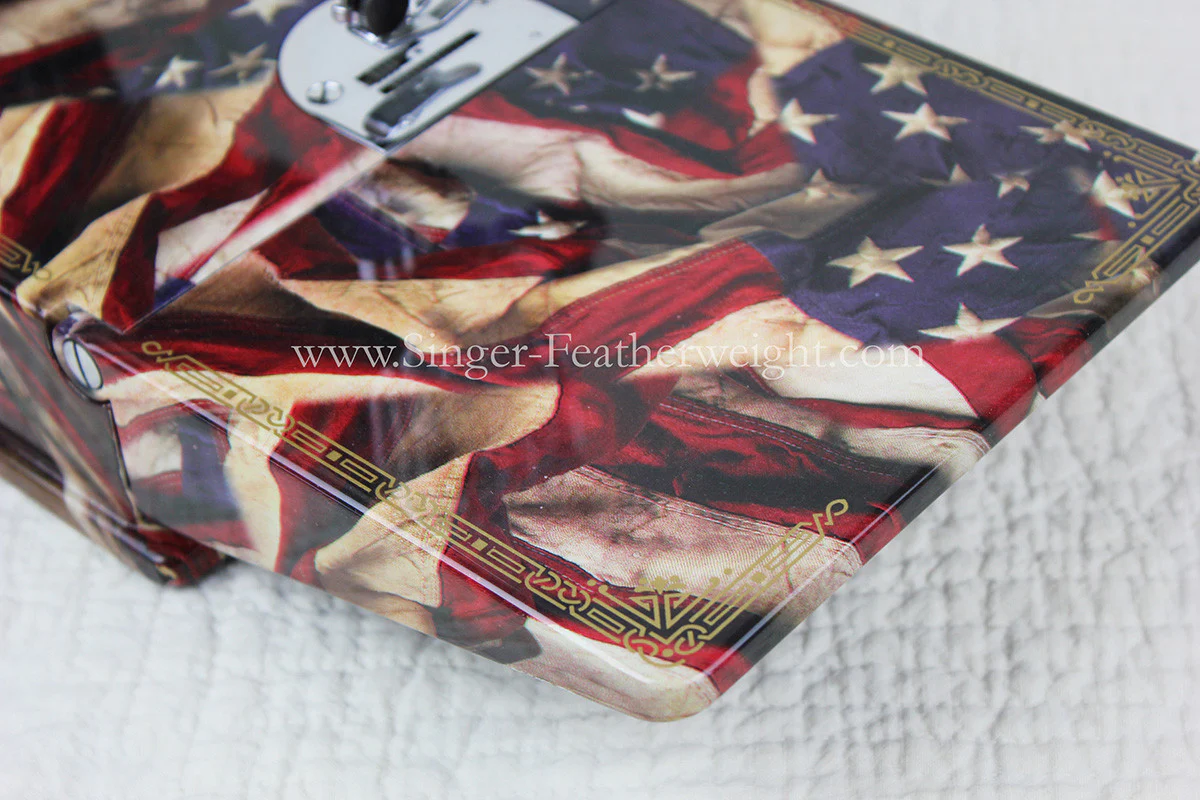 Singer Featherweight 221 Sewing Machine, PATRIOTIC One-Of-A-Kind Specialty - Painted - Image 14