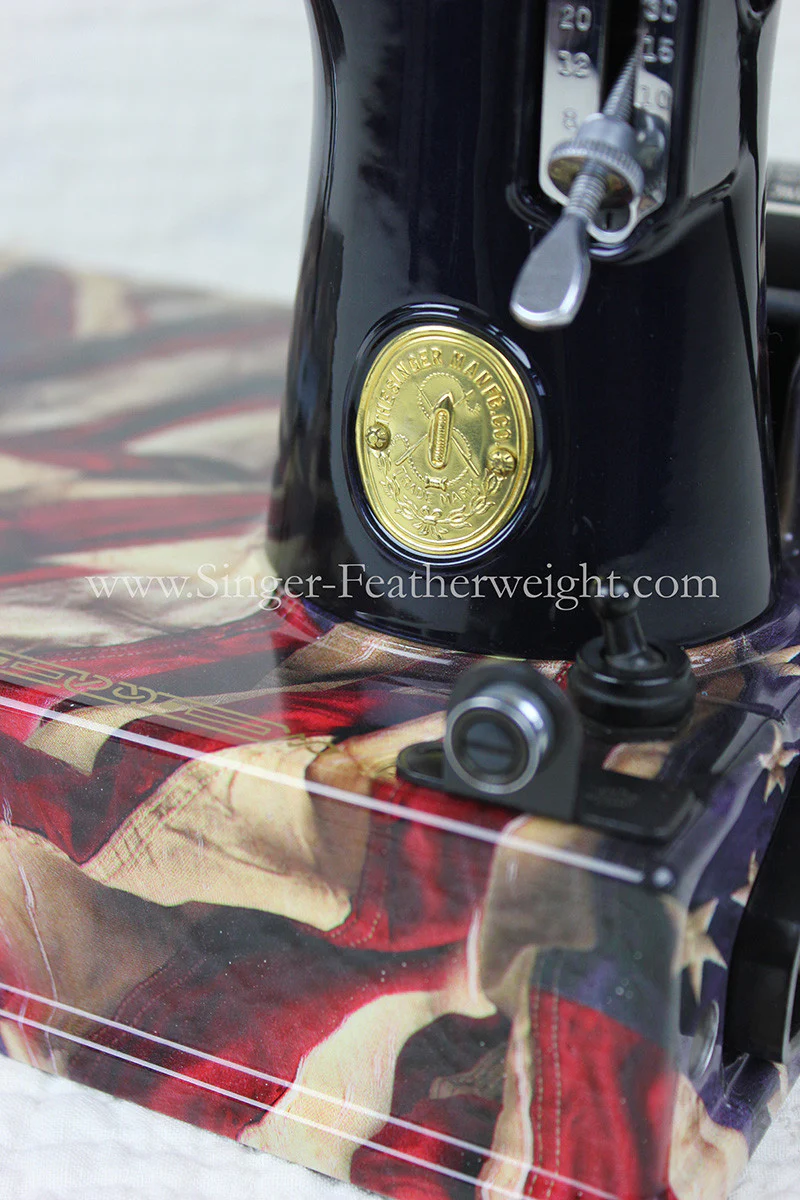 Singer Featherweight 221 Sewing Machine, PATRIOTIC One-Of-A-Kind Specialty - Painted - Image 17