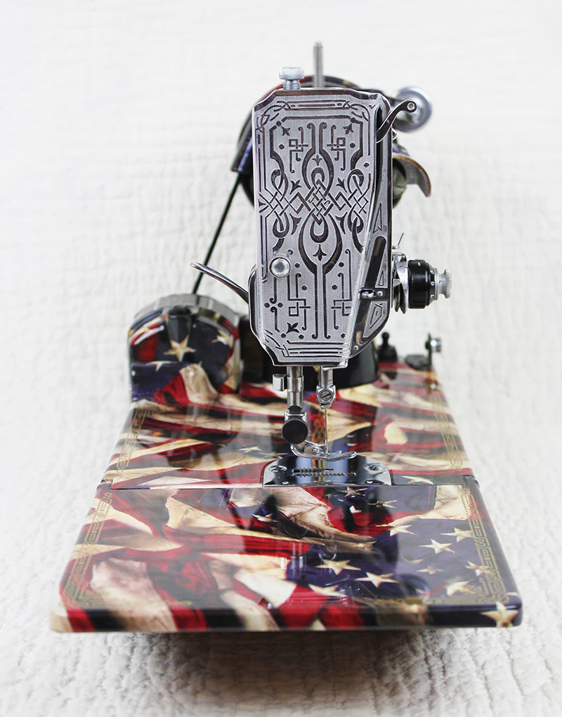 Singer Featherweight 221 Sewing Machine, PATRIOTIC One-Of-A-Kind Specialty - Painted - Image 23
