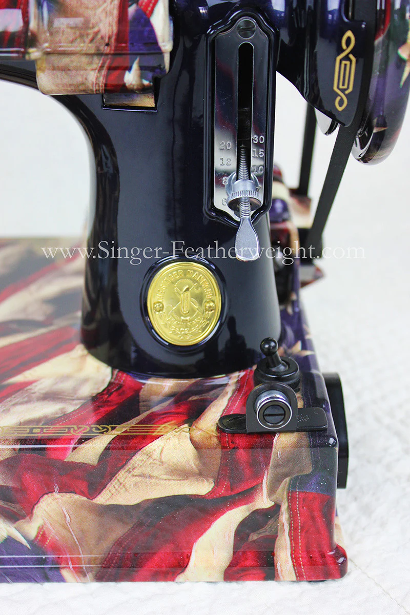 Singer Featherweight 221 Sewing Machine, PATRIOTIC One-Of-A-Kind Specialty - Painted - Image 25