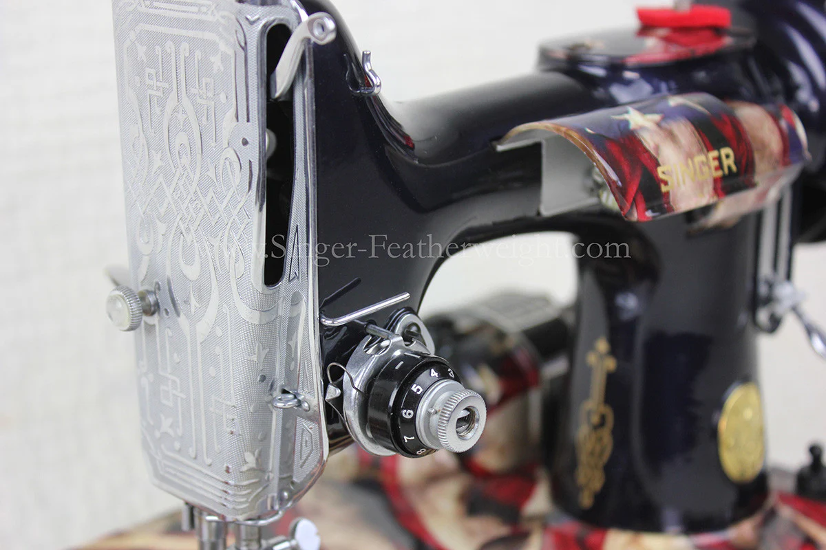 Singer Featherweight 221 Sewing Machine, PATRIOTIC One-Of-A-Kind Specialty - Painted - Image 26