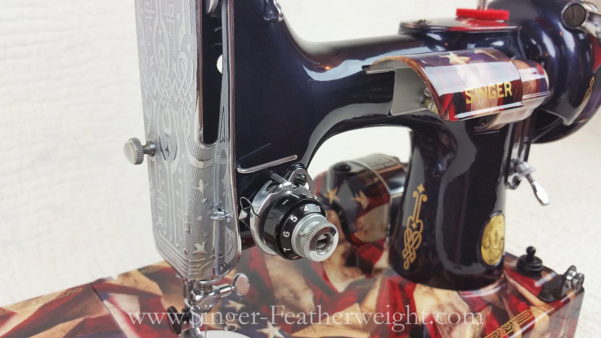 Singer Featherweight 221 Sewing Machine, PATRIOTIC One-Of-A-Kind Specialty - Painted - Image 7